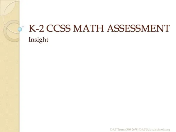 K-2 CCSS MATH ASSESSMENT