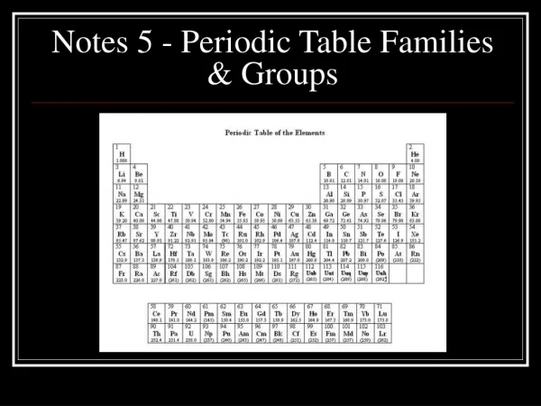Notes 5 - Periodic Table Families &amp; Groups