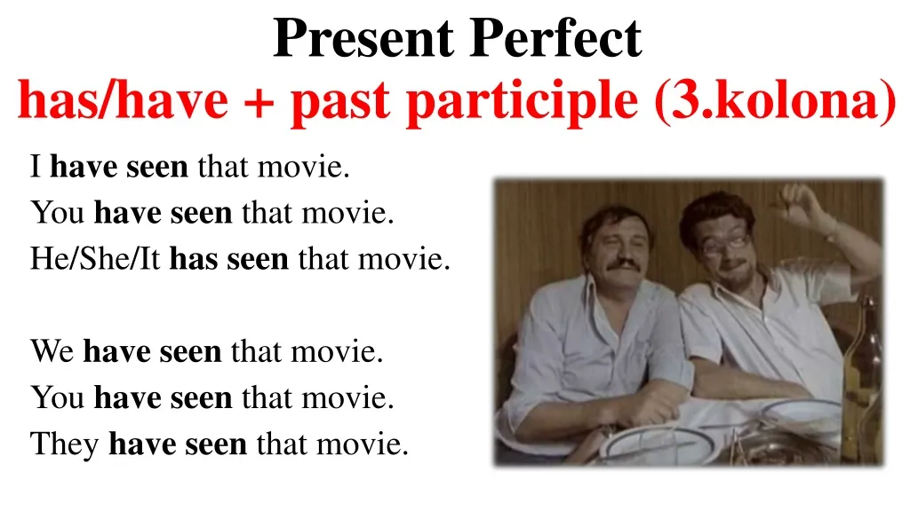 present perfect has have past participle 3 kolona