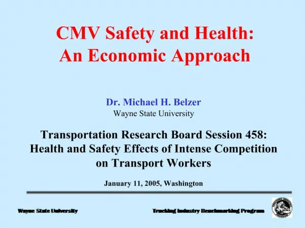 CMV Safety and Health: An Economic Approach