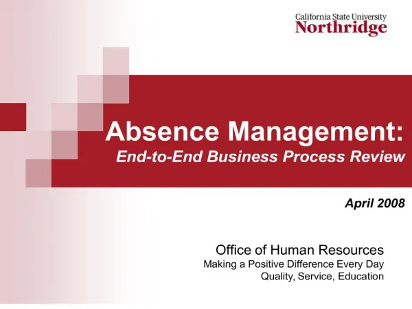 absence management: end-to-end business process review april 2008