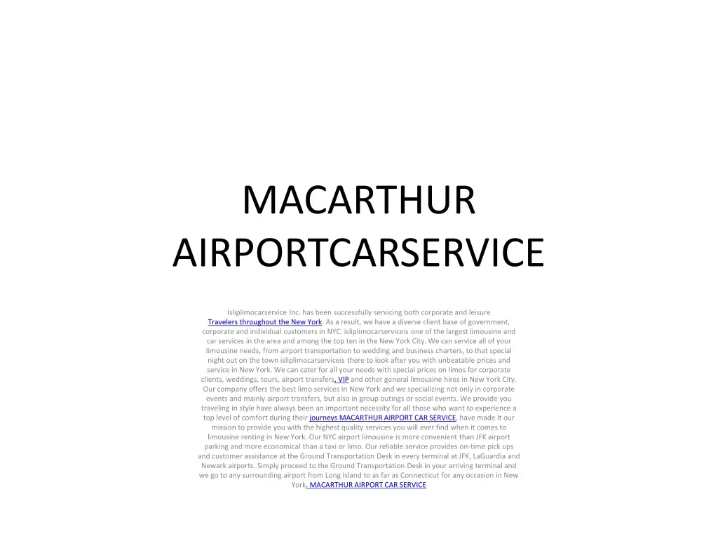 macarthur airportcarservice