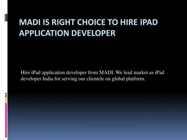 Hire iPad app programmers India for application development