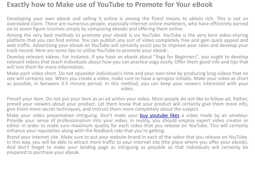 exactly how to make use of youtube to promote