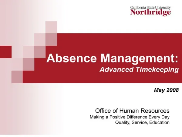 absence management: advanced timekeeping may 2008