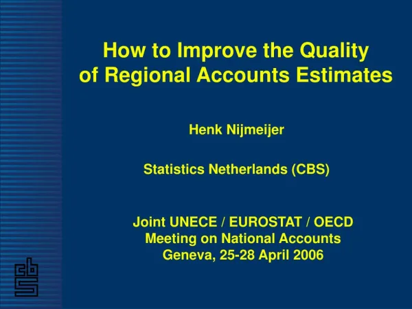 How to Improve the Quality of Regional Accounts Estimates