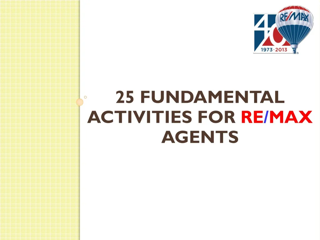 25 fundamental activities for re max agents