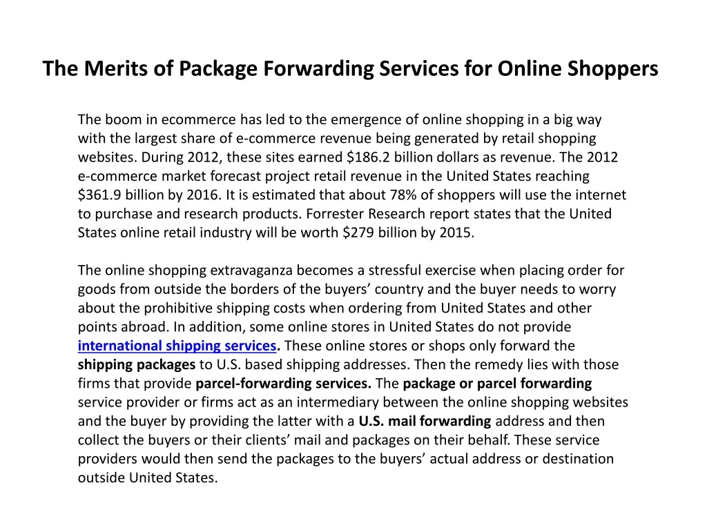the merits of package forwarding services for online shoppers