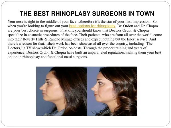 THE BEST RHINOPLASY SURGEONS IN TOWN