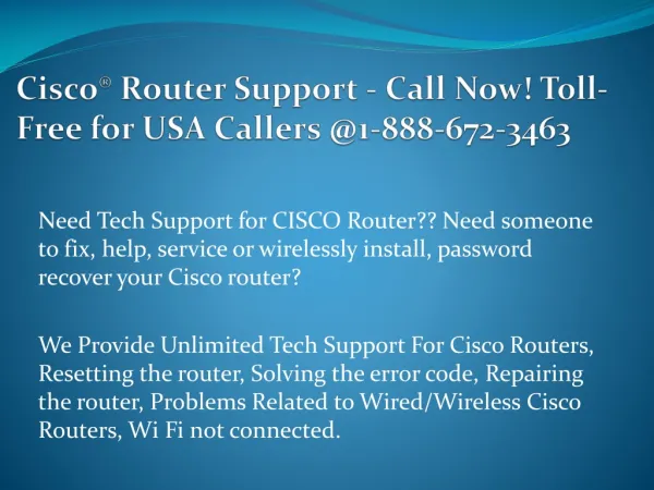 Tech Support For Cisco Router 1888-672-3463