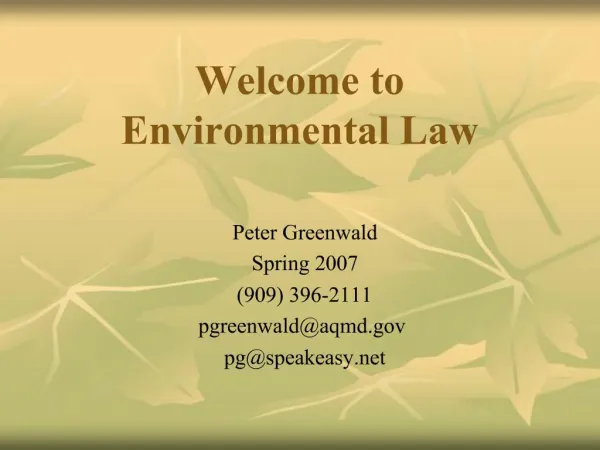 Welcome to Environmental Law