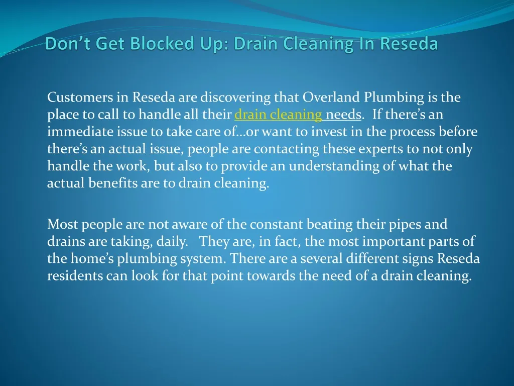 don t get blocked up drain cleaning in reseda