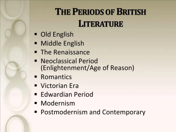 The Periods of British Literature