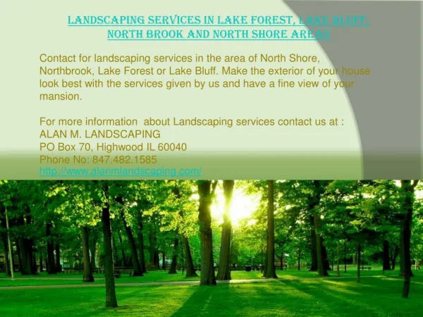Landscaping services in Lake Forest, Lake Bluff, North Brook