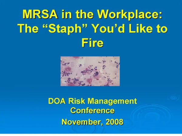 mrsa in the workplace: the