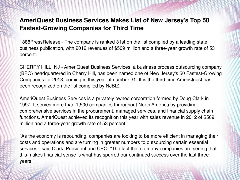 ameriquest business services makes list