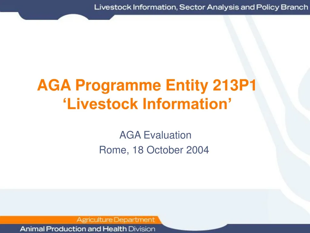 aga programme entity 213p1 livestock information