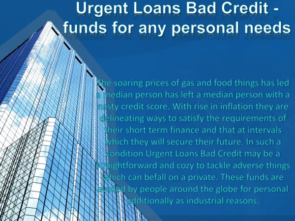 Urgent Loans with Bad Credit