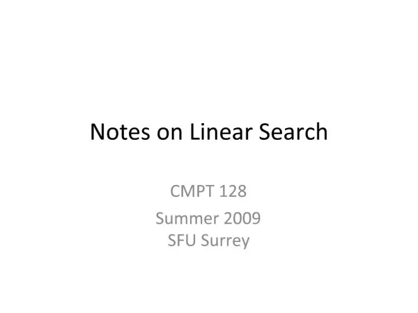 Notes on Linear Search