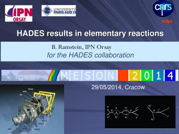 B. Ramstein , IPN Orsay for the HADES collaboration