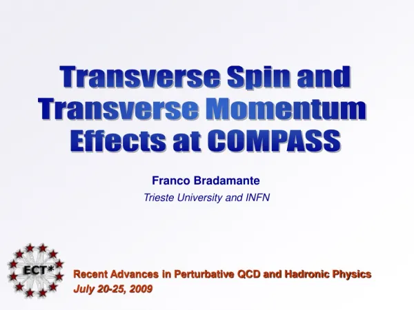 Recent Advances in Perturbative QCD and Hadronic Physics July 20-25, 2009