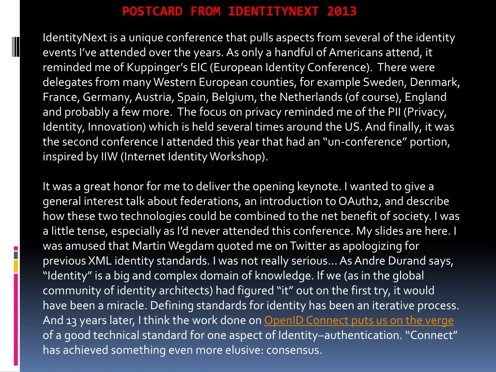 postcard from identitynext 2013