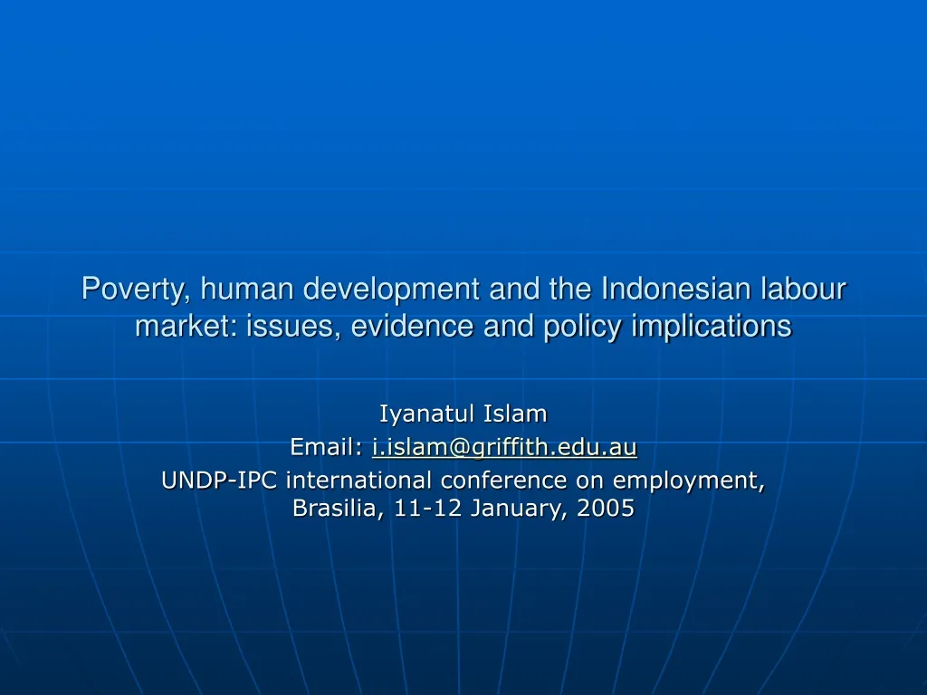 poverty human development and the indonesian labour market issues evidence and policy implications