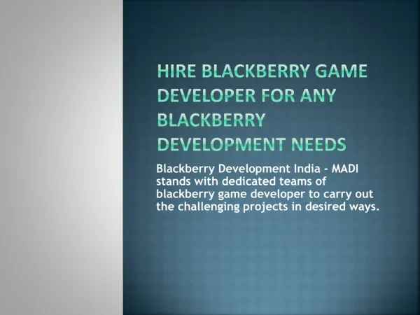 Hire Developer India for Blackberry Game Development