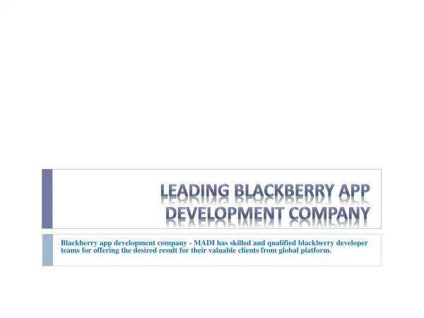 Right place to hire Blackberry Application Developer