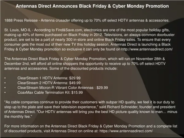 Antennas Direct Announces Black Friday