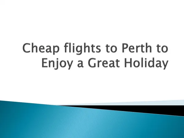 Book cheap flights to Perth from UK