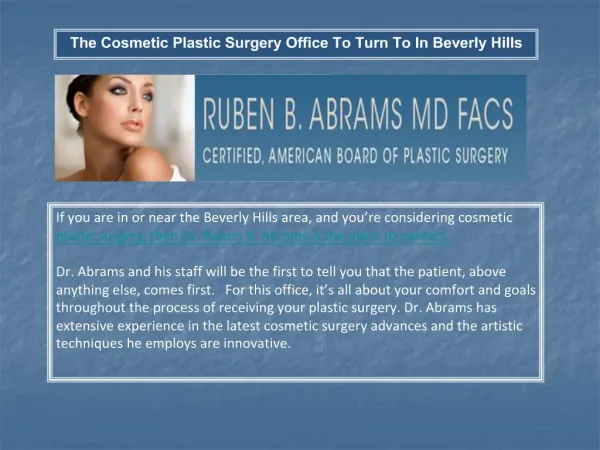 Cosmetic Plastic Surgery