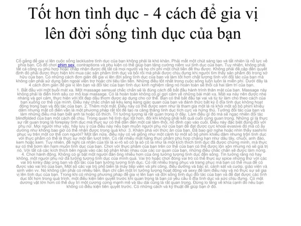 Tốt hơn tình dục - 4 cách để