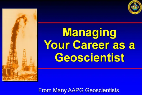 Managing Your Career as a Geoscientist