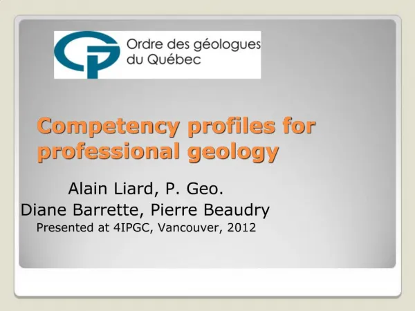 Competency profiles for professional geology
