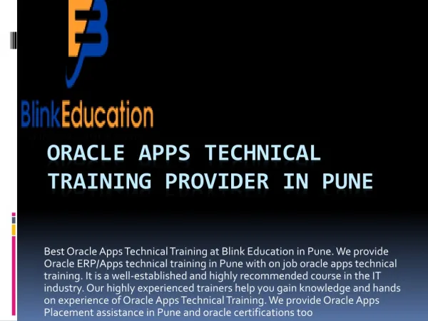 Oracle apps technical training provider in Pune
