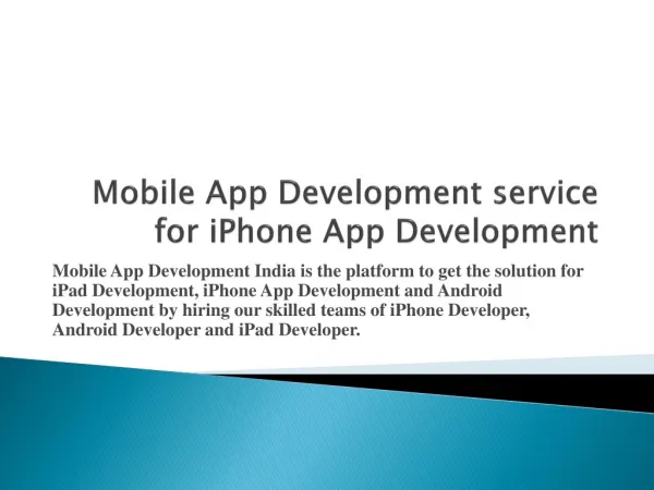 iPad Development India and Hire Mobile Application Developer
