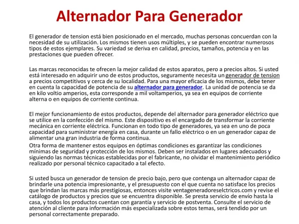 Alternador Para Generador