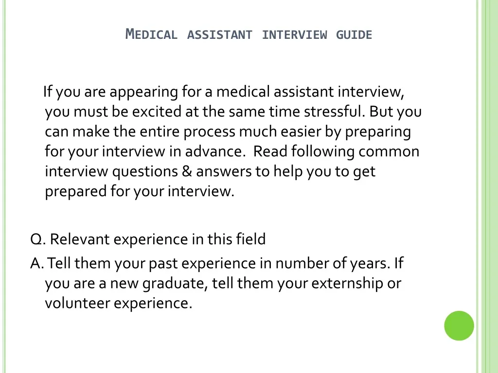 medical assistant interview guide
