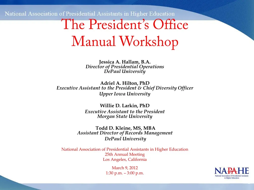 the president s office manual workshop