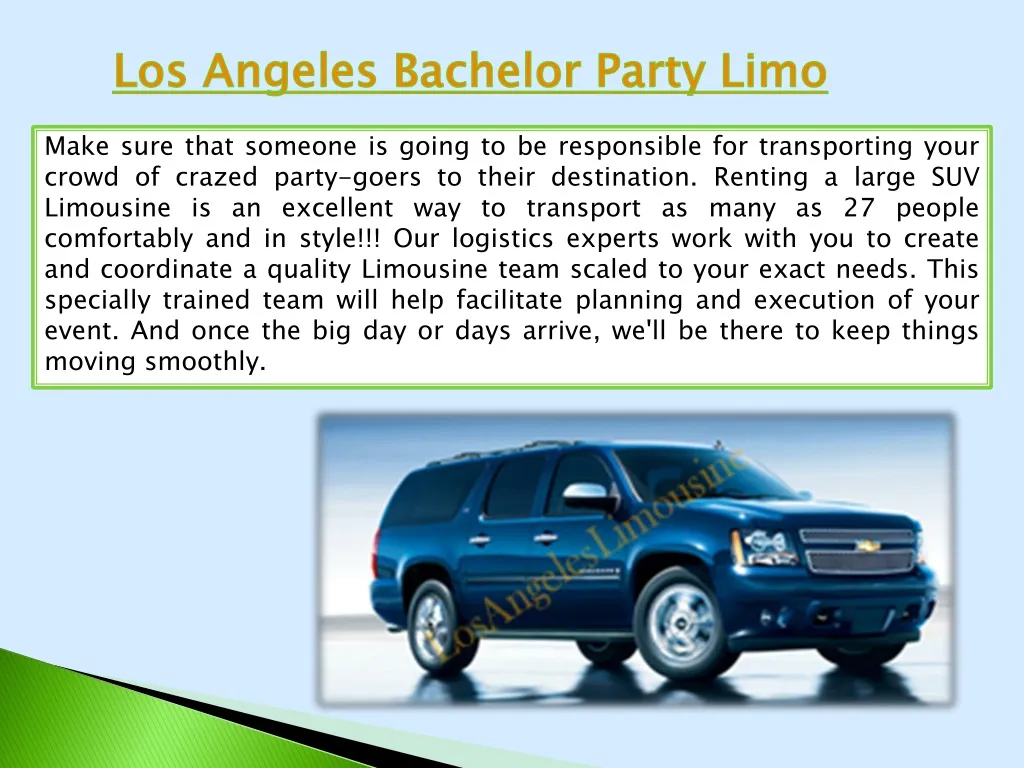los angeles bachelor party limo