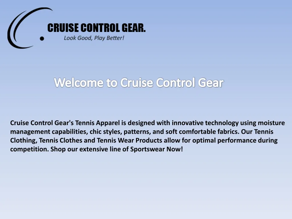 welcome to cruise control gear