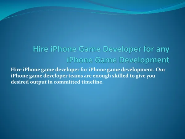 Looking for iPhone Game Development India solutions