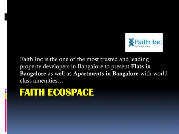 Faith Inc - Apartments in Bangalore, Flats in Bangalore