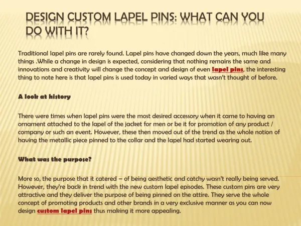 Design custom lapel pins: What can you do with it?