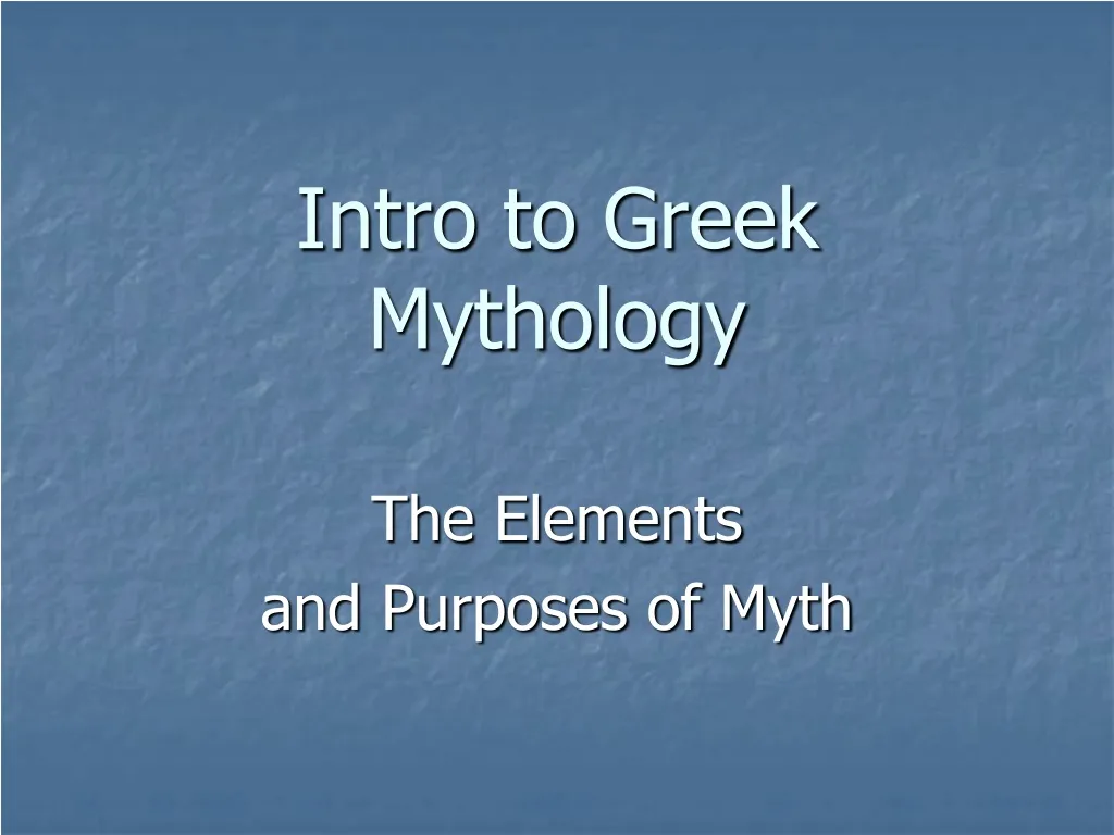 intro to greek mythology