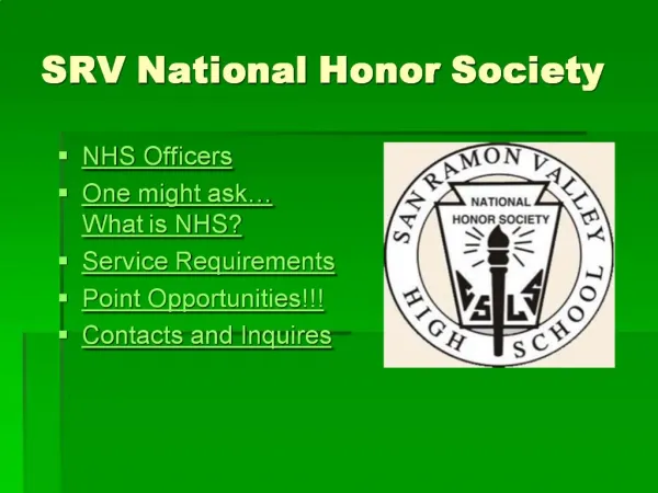 SRV National Honor Society