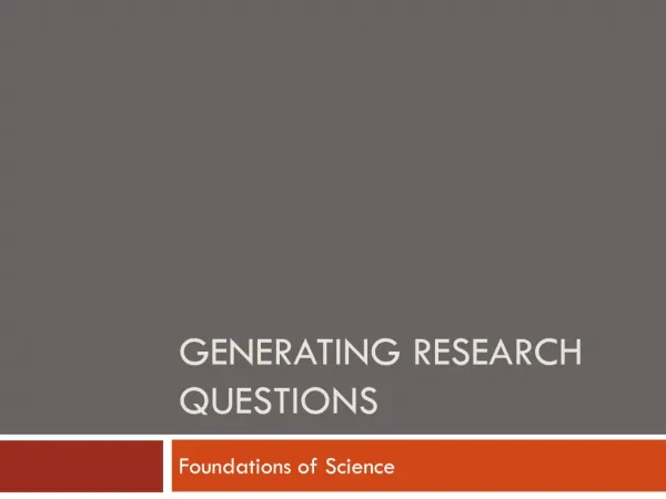 Generating Research Questions