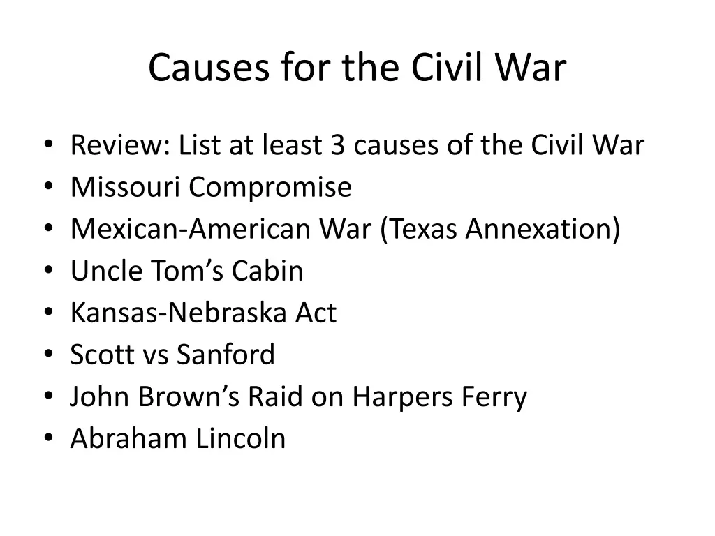 causes for the civil war