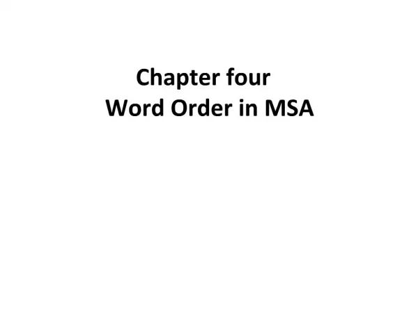 Chapter four Word Order in MSA